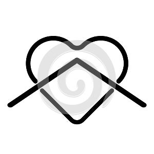 Heart shape in house, stay home, vector illustration