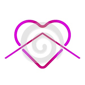 Heart shape in house, stay home, vector illustration