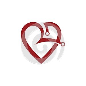 Heart shape initial R letter abstract logo vector template