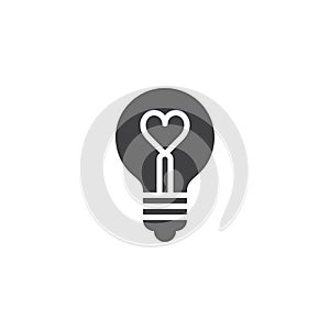 Heart shape in a light bulb icon vector