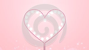 Heart shape with light bulb on pink background and copy space for valentine and wedding.