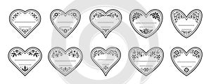 Heart shape love vintage floral frame card tag set