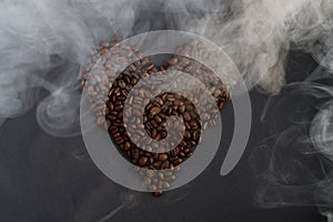 A heart shape made of delicious coffee beans