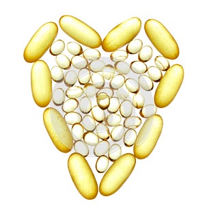 Heart shape made from fish oil capsules