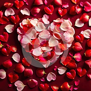 Heart shape made from flower petals, a romantic symbol to celebrate romance, love and Valentine\'s day