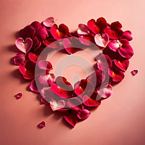 Heart shape made from flower petals, a romantic symbol to celebrate romance, love and Valentine\'s day