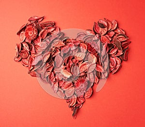 Heart shape made of medley potpourri