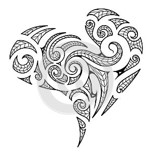 Heart shape in Maori style tattoo photo