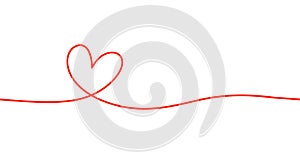 Heart shape mono line. Hand drawn calligraphic element. Flourish clipart.