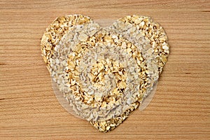 Heart shape oat flakes photo