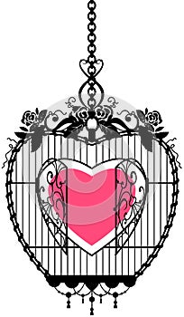 Heart shape in open cage symbol freedom of love