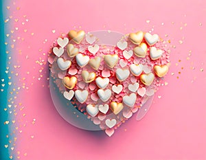 Heart shape with pink, white and gold