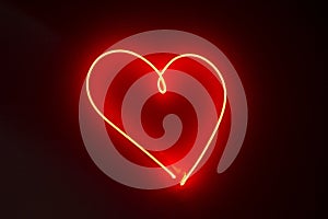 Heart shape red neon lights