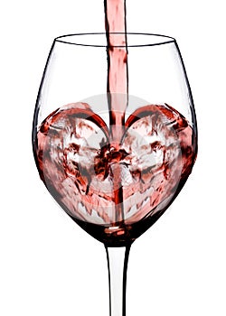 Heart shape from red wine