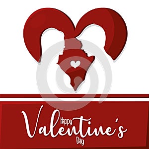 Heart shape with silhouette of couple Valentine day invitational card Vector