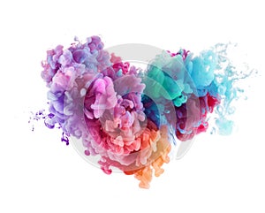 Heart shape Splash from water paint background