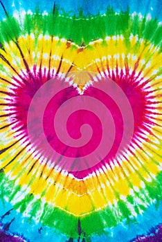 Heart shape tie dye pattern hand dyed on cotton fabric  abstract background