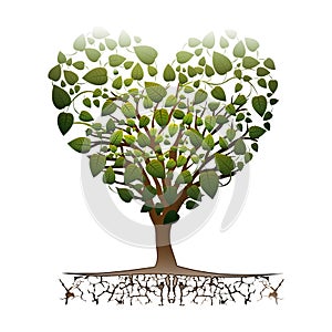 heart shape tree with colorful leafy branches