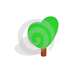 Heart shape tree icon, isometric 3d style