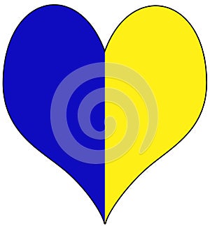 heart shape in Ukraines flag colors blue and yellow