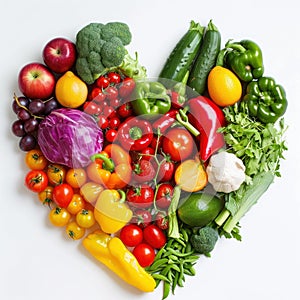 heart shape by various vegetables and fruit