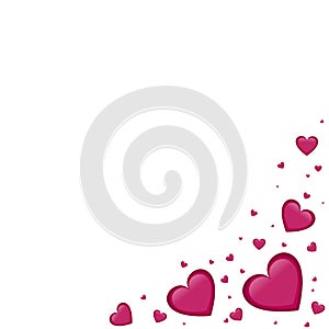 Heart shape vector pink confetti frame Valentine's Day background.