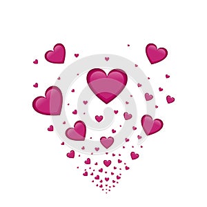 Heart shape vector pink confetti frame Valentine's Day background.