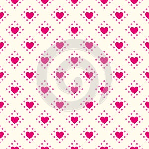 Heart shape vector seamless pattern. Pink and