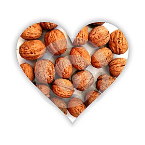 Heart shape with walnuts inside