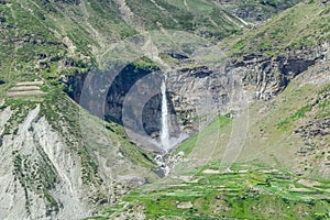 Heart shape waterfall in spiti valley of Himachal pradesh