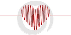 Heart shape wavy line, vector heartbeat hand drawn, concept health and healthy lifestyle
