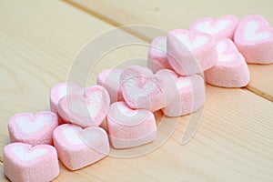 Heart Shape on wooden background.