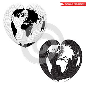 Heart shape world map