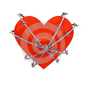 Heart shape wrapped with barbed wire
