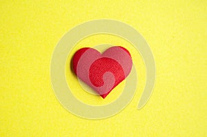 Heart shape on yellow background cover with customizable space for text or message. Love concept and copy space