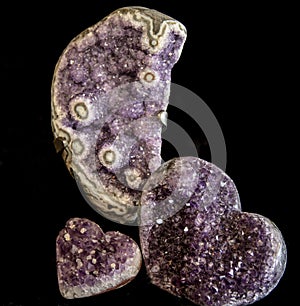 Heart Shaped Amethyst Crystal Rocks
