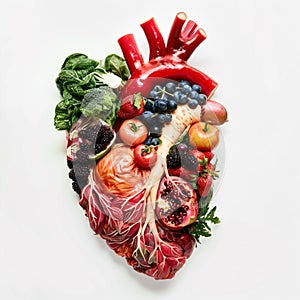 Heart-Shaped Assortment of Healthy Foods. Generative ai