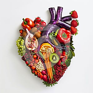 Heart-Shaped Assortment of Healthy Foods. Generative ai