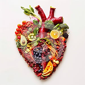 Heart-Shaped Assortment of Healthy Foods. Generative ai