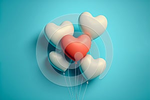 Heart shaped balloons. Heart balloon on blue background. Symbol of love. Valentines day background. Love background. Velentines