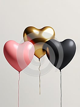 Heart shaped balloons. Heart balloon on white background. Symbol of love. Valentines day background. Love background. Velentines