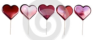 Heart shaped balloons isolated on white background. Concept of valentine\'s day, love, wedding. 3D rendered illustration