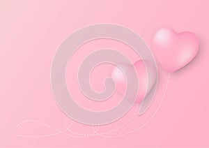 Heart shaped balloons on pink background