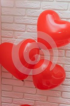 Heart shaped balloons on a white background