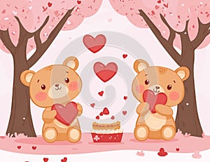 Heart-shaped bear holding a heart on Valentine's Day
