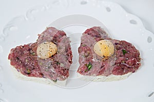 Heart shaped beef tartare