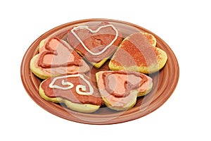 Heart shaped biscuits on plate