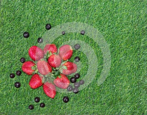 Heart shaped Blueberry and strawberry