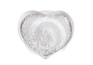 Heart shaped bowl of fleur de sel salt