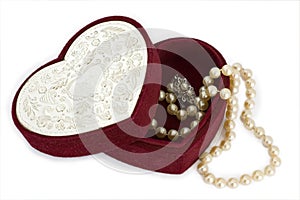 Heart shaped box with pearls
